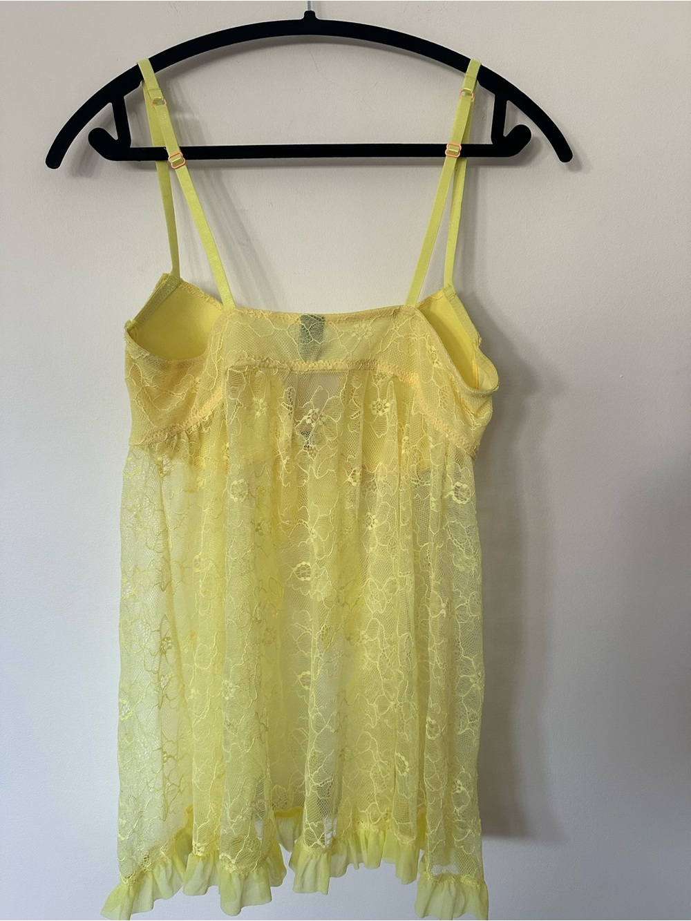 La Senza Yellow Lace Babydoll Chemise with Ribbon Tie Y2K Ethereal Fairycore - Picture 4 of 9